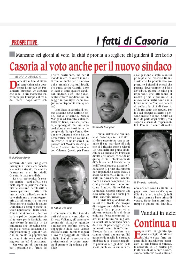 Casoria. Si va al voto tra pochi giorni : europeo e quello comunale. Si sceglie il sindaco. Si va verso Bene bis