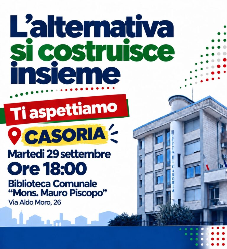 Casoria. Il 29 settembre un evento politico per costruire l’alternativa alla maggioranza Bene
